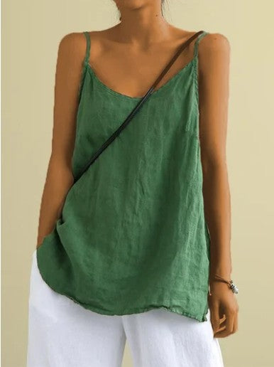 Ladies Cotton Linen Loose Casual Camisole
